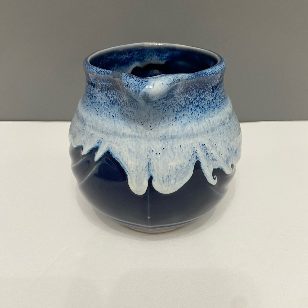 Artisan Made Pottery Stoneware Small Pitcher/Creamer Blue Drip Glaze Handmade - Picture 5 of 15
